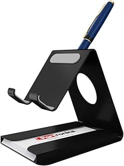 Portronics Modesk 4 Universal Desktop Mobile Phone Holder Stand with Card & Pen Holder for All Smartphones, Tabs, Kindle, ipad (Up to 7 inch) Black