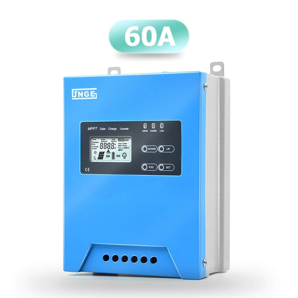 SolaMr MPPT 60A Solar Charge Controller 12V/24V/48V Intelligent Identification Buck Solar Charge Controller Solar Panel Battery Regulator with LCD Display Temp Sensor RS485 Interface - 60A