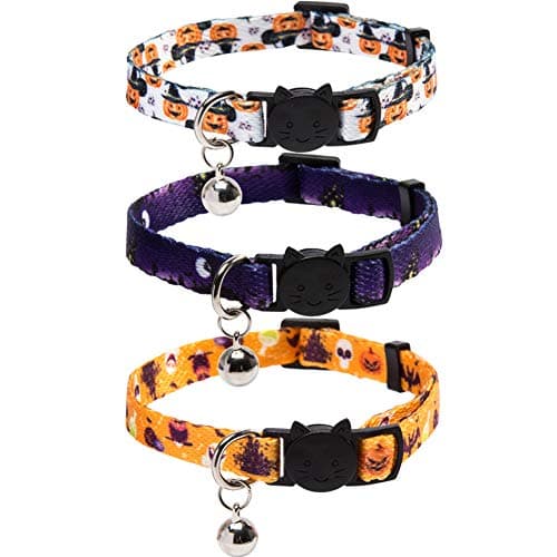 3 Pack Halloween Cat Collar with Bell Breakaway Adjustable