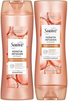 Suave Keratin Infusion Shampoo and Conditioner, Smoothing – Anti-Frizz Hair Products for Women & Men, 12.6 Oz Ea