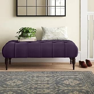 Homevibes Storage Zeno Ottoman with Hidden Compartment, Rectangular 2 Seater Ottoman, Living Room Furniture, Storage Ottomans for Office, Bedroom, Living Room (Ivory) (Purple Velvet)