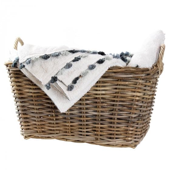 Tobs 21651 Rattan Rectangular Basket With Handles Grey 60 x 47 x 32 centimeters