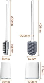 Ibergrif Silicone Toilet Brushes & Holders, Deep Cleaner, with Quick Drying Holder Set for Bathroom, White M34151-2