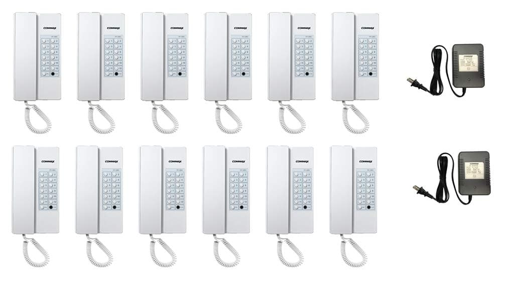 12 Stations Common Talk/Paging Intercom Set with Power Supply