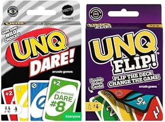 Matte UNQ FLIP & Dare | Combo Pack of 2 | Family Fun Card Games for Kids, Adults & Teens | Portable Travel Game | Fast-Paced Strategy, Action & Reversible Play | Perfect for Gifting