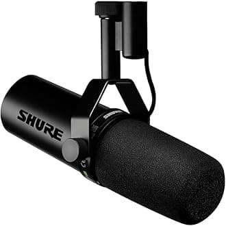 Shure SM7dB Dynamic Vocal Microphone w/Built-In Preamp for Streaming, Podcast, and Recording, Wide-Range Frequency, Warm and Smooth Sound, Rugged Construction, Detachable Windscreen - Black