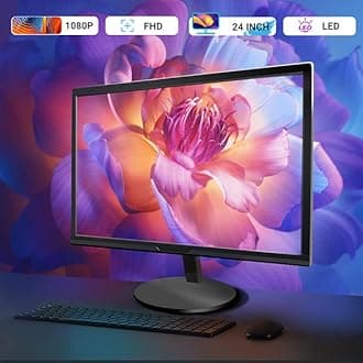 Dell Black Treasure Box Desktop PC Computer, Intel Core i5 up to 3.6G, 16G RAM, 512G SSD, WiFi, Bluetooth, DVD, New 24'' 1080 FHD LED, RGB Sound Bar, Win 11 Pro (Renewed)