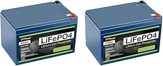ExpertPower 12V 12Ah Lithium LiFePO4 Deep Cycle Rechargeable Battery | 2500-7000 Life Cycles & 10-Year lifetime | Built-in BMS (Pack of 2)