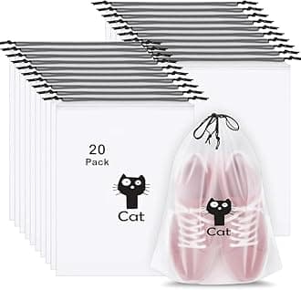 Pack of 20 Pcs Shoe Bag Cover for Shoe Storage & Travelling Drawstring Bags Waterproof, White