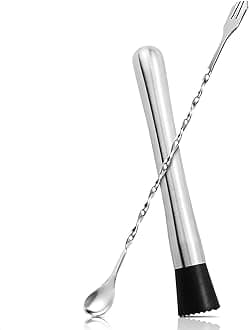 Benting Cocktail Muddler, Muddler And Bar Spoon Stirring Spoon, Stainless Steel Stirrer, Long Handled Accessory Tool For Mojito Fruit Drinks