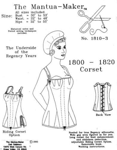 1800-1820 Regency Corset Pattern
