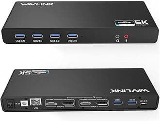 WAVLINK USB 3.0 Universal Laptop Docking Station,USB C to 5K/ Dual 4K @60Hz Video Outputs Dual Monitor for Windows and Mac,(2 HDMI & 2 DP, Gigabit Ethernet, 6 USB 3.0,Audio)