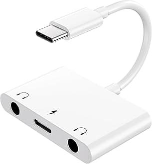 USB C to 3.5mm Audio Adapter, 3 in 1 Aux to USB C Headphone Splitter Dual 3.5mm Audio Jack and PD 60W Fast Charging, Compatible for iPhone 15 16,Galaxy S22 S21/Note 20,Pixel 4 3 XL,Huawei,etc