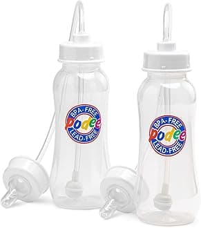 Hands-Free Baby Bottle - Anti-Colic Nursing System 9 oz Baby Bottle with Fast Flow Nipple/Teat 3m+ with Tube Straw Feeding System for Toddler (2 Bottles - Classic)