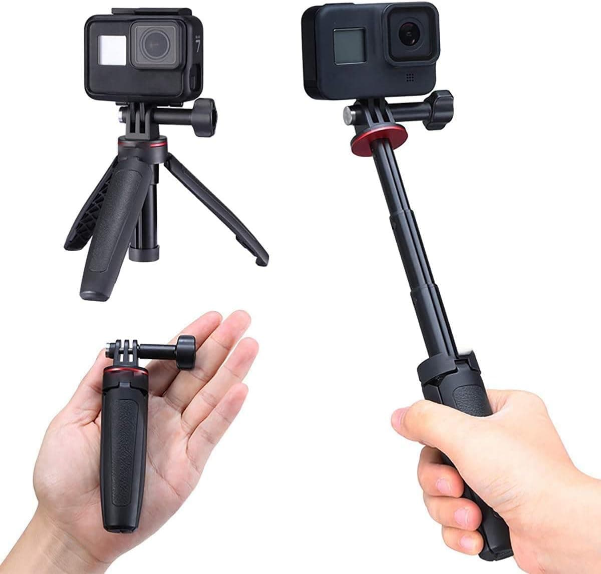 – Mini Extendable Selfie Stick with Remote and Tripod Stand 360 ° Rotation Suitable Compatible with Gopro Hero 8/7/6/5 Black DJI Osmo Action Action Camera Accessory Kits