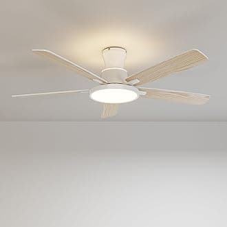 Ceiling Fans with Lights,52 inch,Nightlight,Quiet,Reversible Motor,6 Speeds,Timer, Low Profile Ceiling Fan for Bedroom,Living Room,Indoor/Outdoor Use(White)