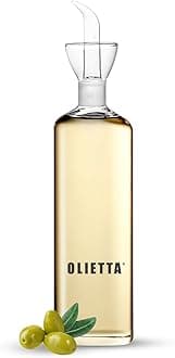 Olietta Olive Oil Dispenser Bottle Borosilicate Glass - Non Drip Oil Dispenser for Kitchen, Leak Proof Vinegar Drizzler Cruet, Easy Clean, 17 Ounces, Modern