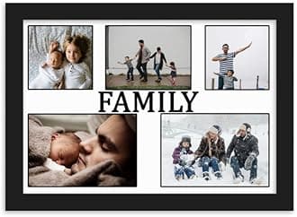 Wood One Pinch Personalized Family Photo Collage Wall Mount Rectangular Frame Anniversary Photo Collage Gift Gift For Family Wedding Gift Gift (12X18) Black