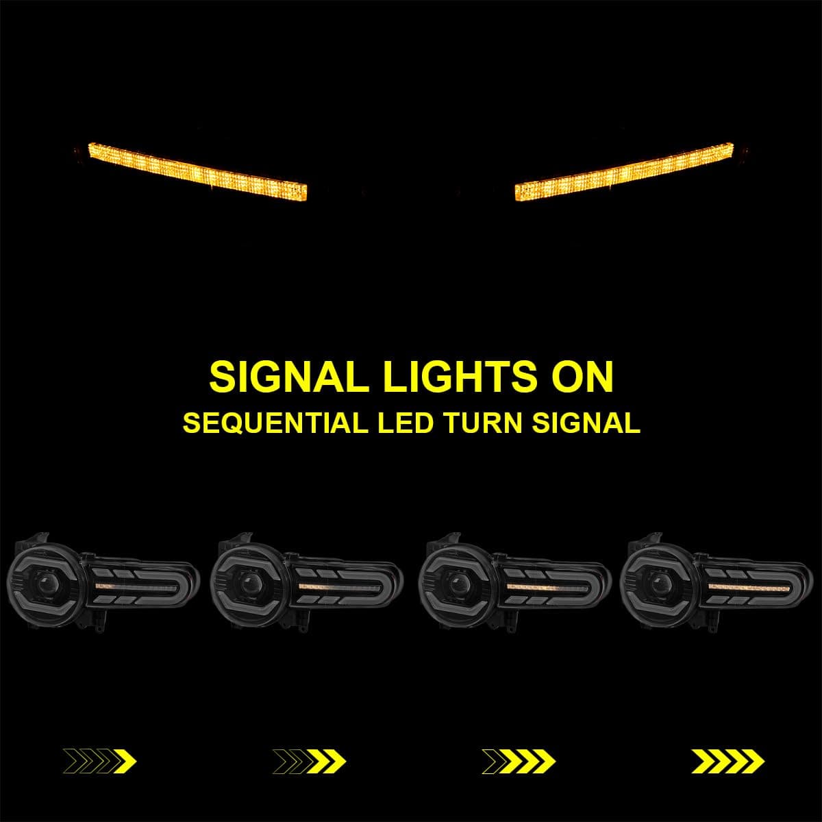 Spec-D Tuning Black LED Projector Headlight with Sequential Turn Signal 2007-2014 Toyota FJ Cruiser, Left and Right Pair Headlamp Assembly