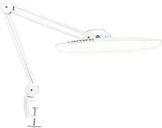 Neatfi XL 2200 Lumens 20W LED Desk Lamp – Adjustable Color Temperature | 4-Level Dimmable Light | Home Office, Crafts & Workbench | 20-Inch Wide Head (White, CCT with Clamp)