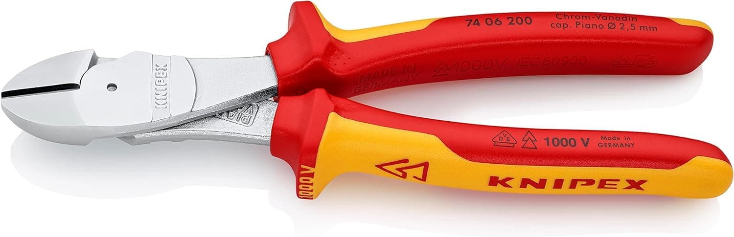 KNIPEX | 74 06 200 | VDE High-Leverage Diagonal Cutter | Multi-Component Handle | Chrome Plated - 200mm