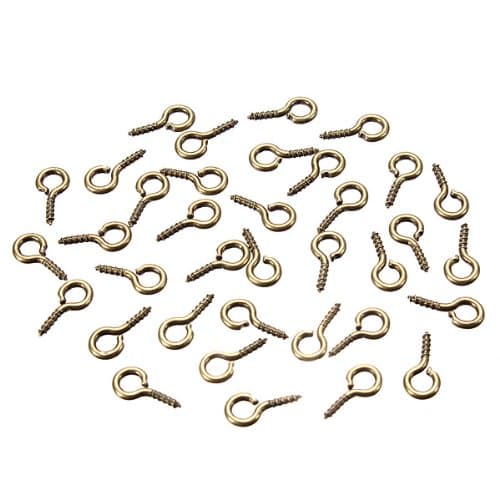 100pcs Mini Eye Pins Eyepins Hooks Eyelets Screw Threaded Peg 8x3.5mm (Copper) by TTC STORE