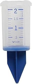 Taylor Break and Freeze Proof Flexible Silicone Sprinkler Gauge, Measure and Monitor Outdoor Precipitation and Sprinkler System, Easy to Read, 2 inch, Blue