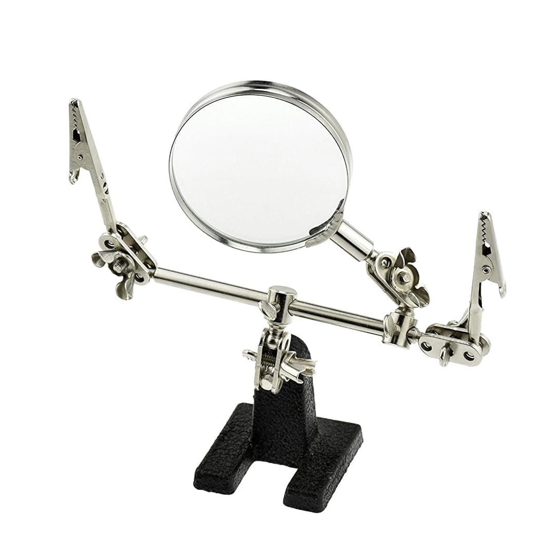 SE 4X Magnifying Glass with Helping Hand - 2-1/2 Inch Lens, 360 Degrees Rotatable Clips for Soldering, Jewelry Making, and Detailed Work -MZ101B