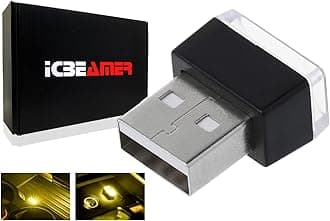 ICBEAMER Universal USB Interface Plug-in Miniature Night Light LED, Color: Yellow | Atmosphere in Car or Trunk