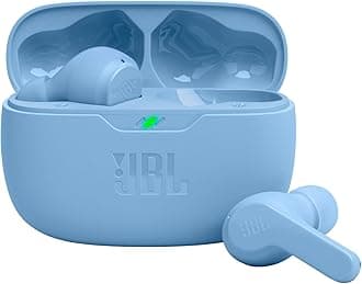 JBL Vibe Beam - True Wireless JBL Deep Bass Sound Earbuds, Bluetooth 5.2, Water & Dust Resistant, Hands-free call with VoiceAware, Up to 32 hours of battery life (Blue)
