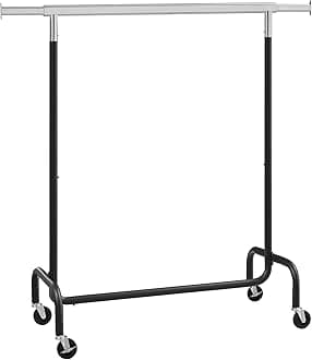 SONGMICS Clothes Rack with Wheels, Heavy-Duty Garment Rack with Extendable Rod, 286.6 lb Load Capacity, 17.7 x (43.3-59.1) x 64.1 Inches, Black and Silver UHSR011E01