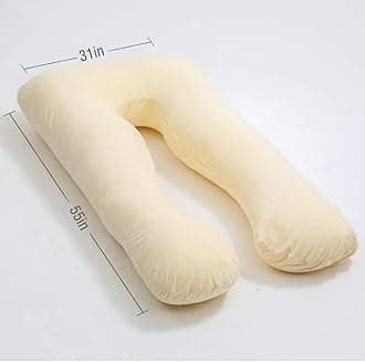 MOON PINE Pregnancy Pillow, U Shaped Full Body Pillow for Maternity Support, Sleeping Pillow with Velour Cover for Pregnant Women (Yellow)