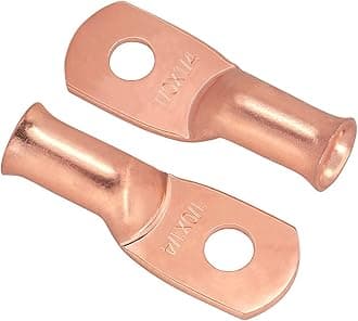 6pcs 1/0 Awg - 1/4" (M6) Sanuke Wire Lugs Ring Terminal Connectors Ends Heavy Duty for Battery Cable Lug Wire Electrical Eyelets with 3:1 Dual Wall Adhesive Heat Shrink