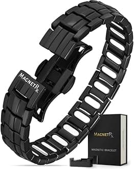 MagnetRX® Magnetic Bracelets for Men — EllipseMAX 5X Strength 5,000 Gauss Magnets — Designed in USA & Patent Pending — Premium Titanium Mens Magnetic Bracelet & Adjustable Length (Black)