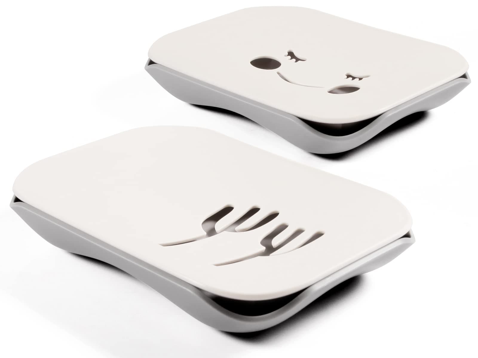 Plastic Soap Dish with Drainage 2Pcs Shower Soap Holder with Double Layer White Soap Box Container Soap Trays for Bathroom Basin Kitchen(Cactus,Smiley)