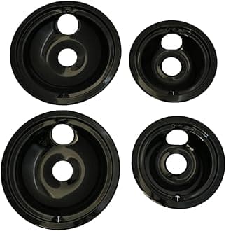KITCHEN BASICS 101 Made in the USA WB31M20 WB31M19 Replacement Range Cooktop Porcelain Drip Pans for GE 2 6-Inch & 2 8-Inch Pans, 4 Pc