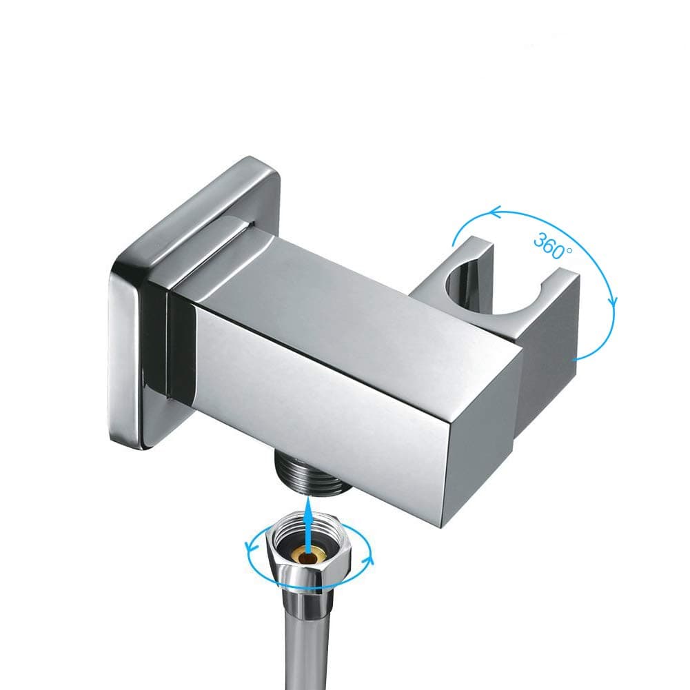 STARBATH Square Solid Brass Shower Head Holder Bathroom Wall Connector Bracket Chrome Finish-Shower Water Outlet