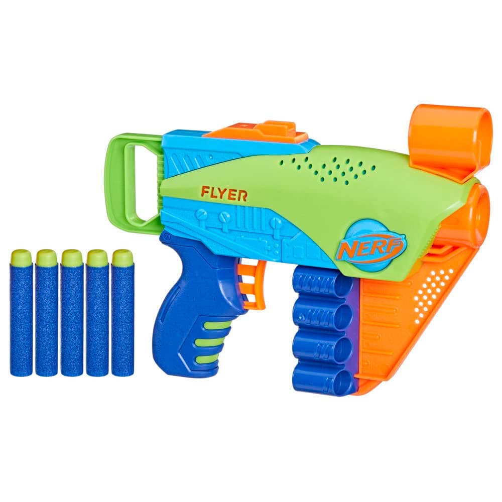 Elite Junior Flyer, Easy Play Dart Blaster with 5 Nerf Elite Darts