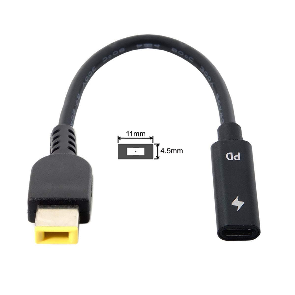 Cablecc Type C USB-C to Rectangle 11.0 * 4.5mm Power Plug PD Emulator Trigger Charge Cable for ThinkPad X1 Carbon