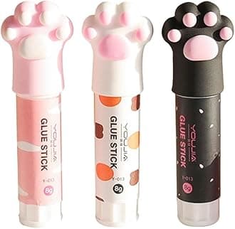 3Pcs Colorful Cat Claw Cute Glue Stick Kawaii Stationery Binding Tool School Office Supplies, Art Glues and Pastes, Art Glues