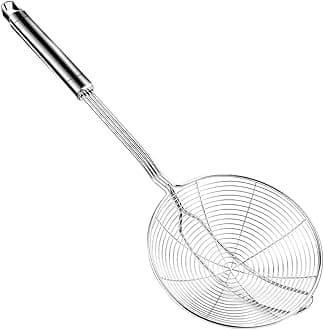 Aettechgd Steel Spider Strainer Skimmer Ladle, 5.4Inch Diameter, 15.4Inch Total Length, Stainless Steel, 15.4*5.4*1.7Inch
