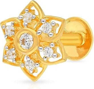 Malabar Gold & Diamonds 22KT | Pure Yellow Gold Precious Stone Nose Pin For Women
