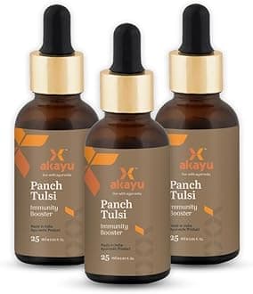 - Akayu by Ashpveda Ayurvedic Tulsi Drops | 25 ml Best Panch Tulsi Oil | Natural Herbal Formula for Wellness & Vitality | Supports Relief in Cold, Cough & Mild Fever (Pack of 3)