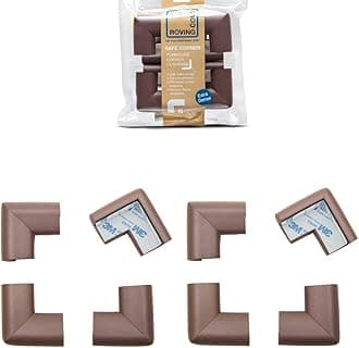 Roving Cove | Baby Proofing Corner Guards Edge Protectors | Soft Caring Baby Corners | Foam Rubber Table Furniture Bumper Child Safety | Safe Corner Cushion | Pre-Taped | 8-Piece Coffee (Brown)