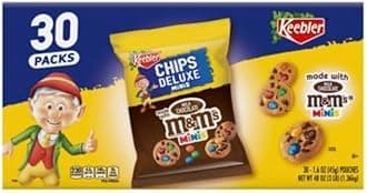 Keebler On-the-Go Rainbow Chips Deluxe Cookies | Individually Wrapped, Mini Chocolate Chip Keebler Cookies with Real M&M's | Rainbow Mini Cookies, Travel Snacks | 30 packs, 48 oz Box