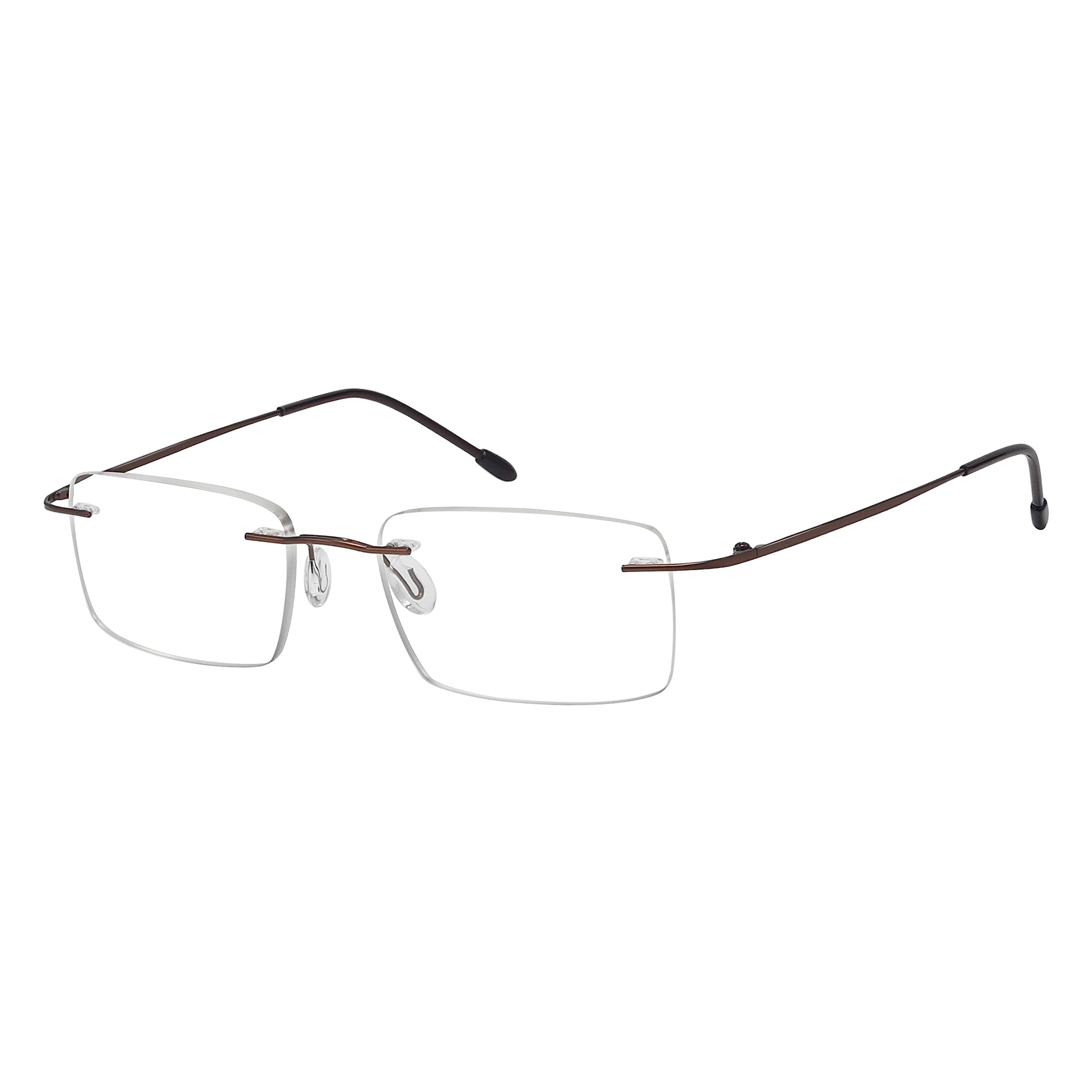 - Eyekepper Frameless Reading Glasses for Men Reading - Rectangle Rimless Reader Eyeglasses Brown