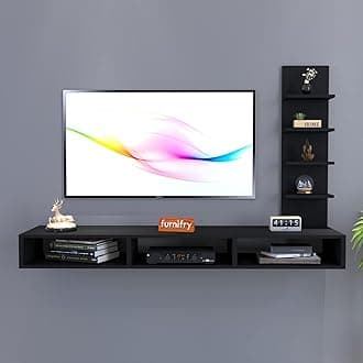 Furnifry Engineered Wood TV Entertainment Unit/TV Cabinet for Home, Living Room/Bedroom/Set Top Box Holder/Wall Mounted Media Console Entertainment Storage Shelf - Ideal for TV Upto 42" (Black)