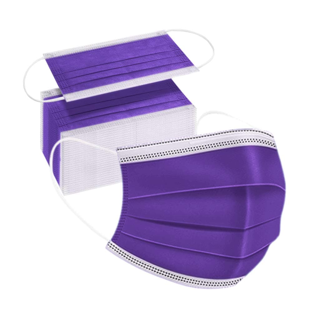50pcs Face Shield Disposable Three-Layer dust-Proof and Anti-Fog Elastic Earrings Purple