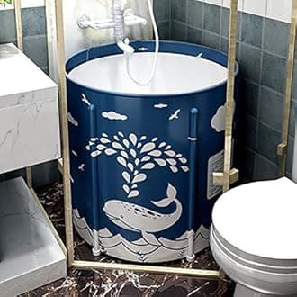 Small Space Portable Bathtub for shower stall, Foldable Soaking Bathing Tub for Adults, Japanese SPA Soaking Standing Bathroom Bath Tub, Ideal for Hot Bath Ice Bath