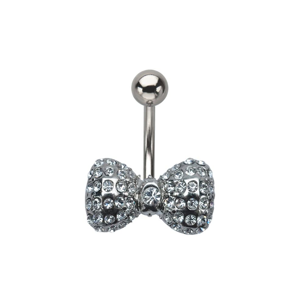 Multi Clear Jewel Bow Belly Ring